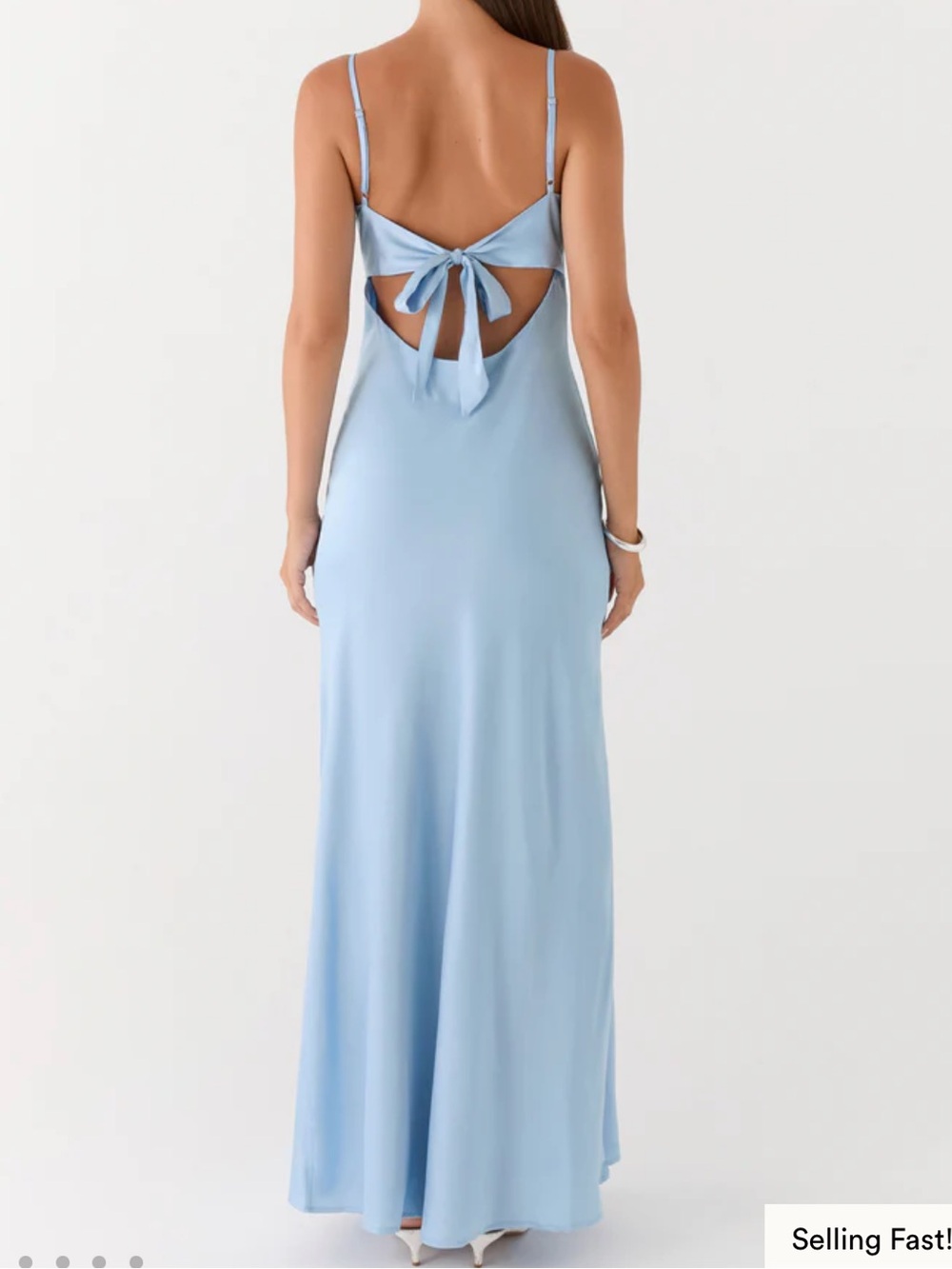 Peppermayo Flora satin maxi ice blue tie back dress US 4